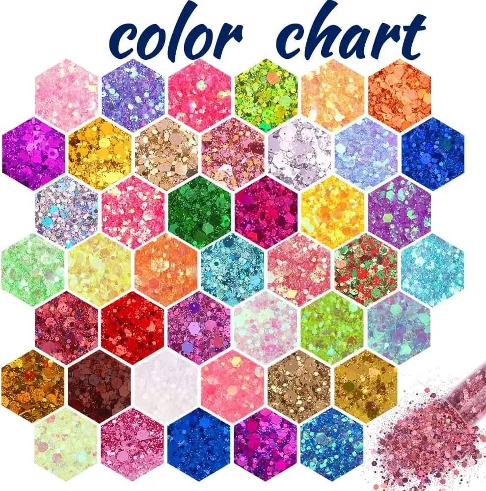 Mélange paillettes épaisses et fines 45 couleurs résine