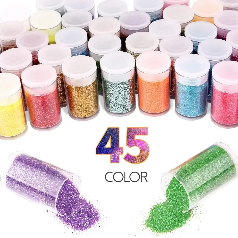 Mélange paillettes épaisses et fines 45 couleurs résine