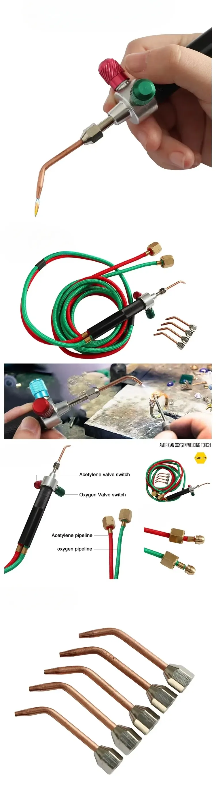 Mini chalumeau butane avec 5 pointes pour bijoux