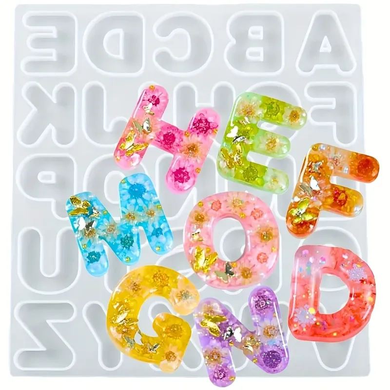 Mini moules silicone lettres pour porte-clés et bijoux DIY