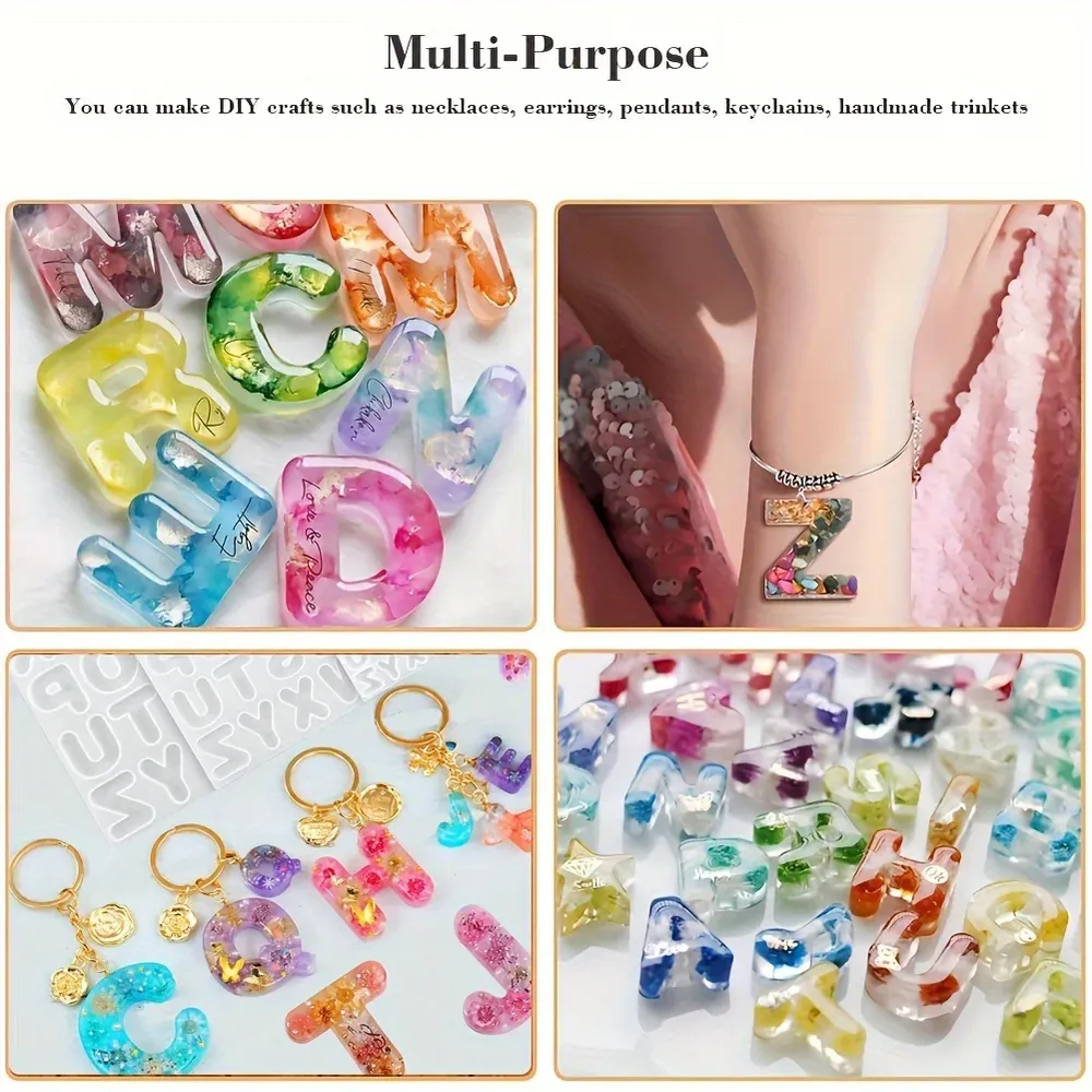 Mini moules silicone lettres pour porte-clés et bijoux DIY
