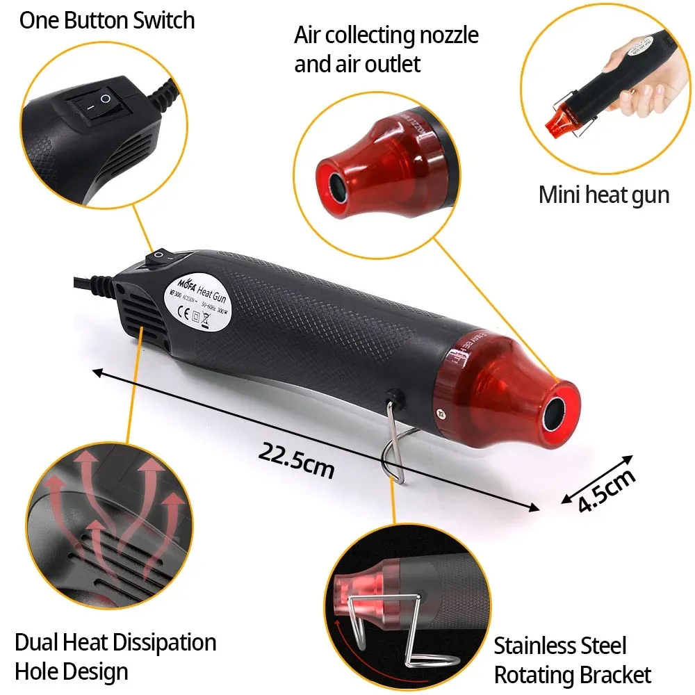 Mini pistolet air chaud 300W portable pour bricolage