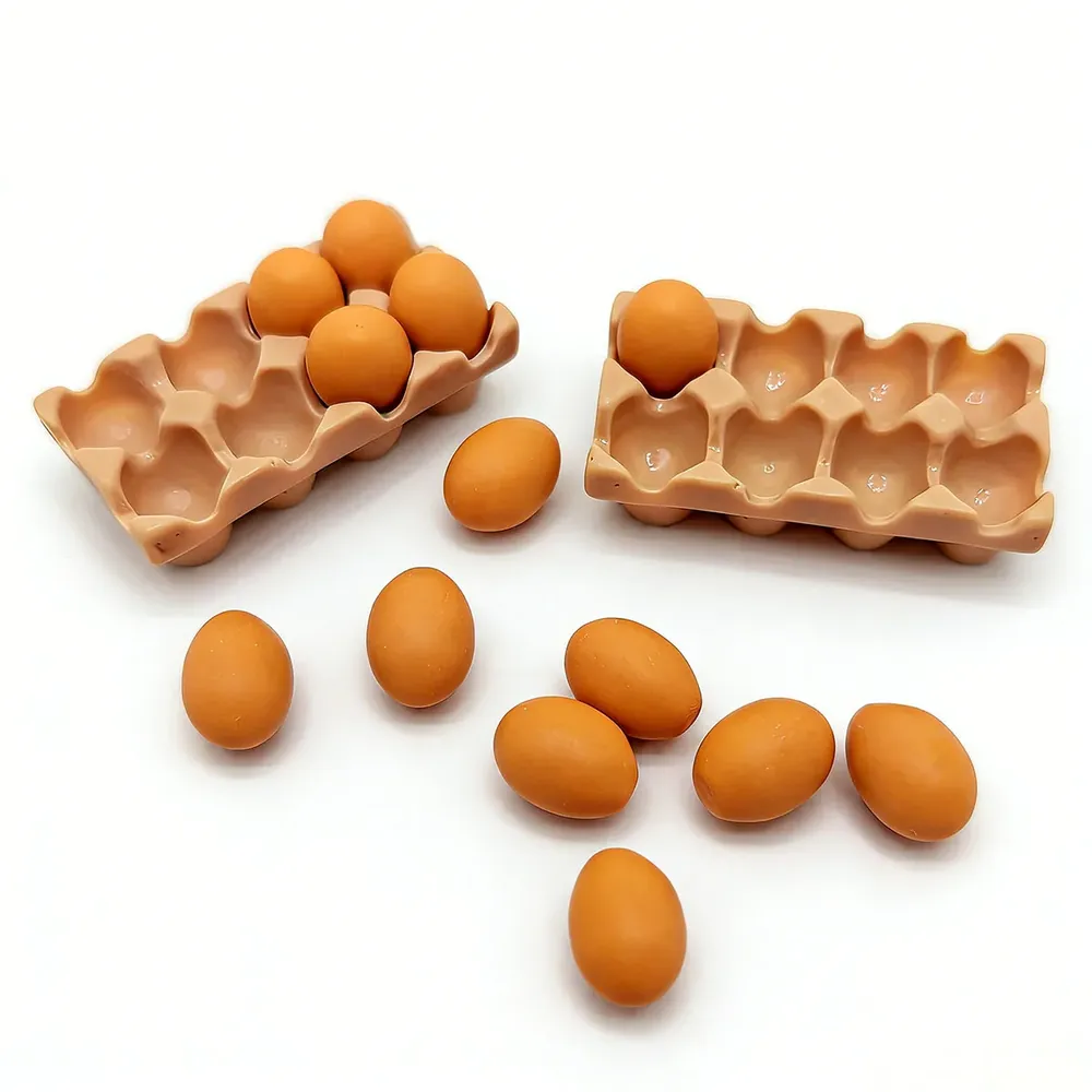 Mini plateau œufs résine pour maison poupée artisanat