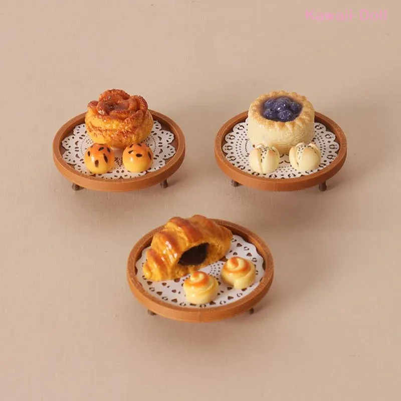 Mini set café et pâtisserie résine pour maison poupée
