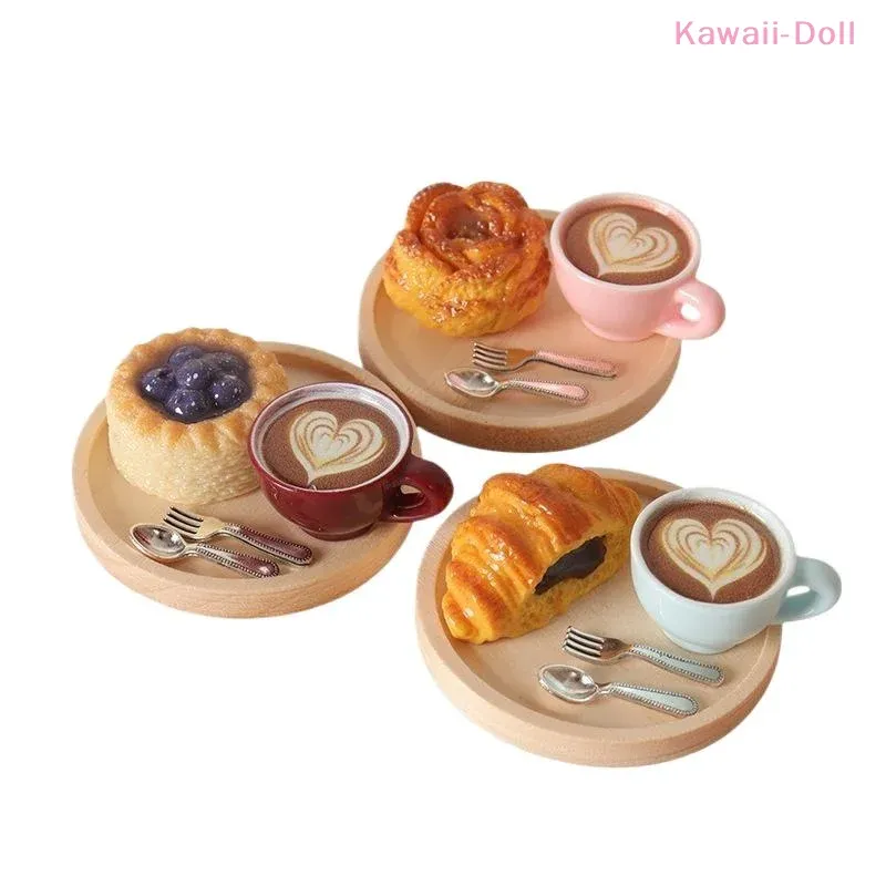 Mini set café et pâtisserie résine pour maison poupée