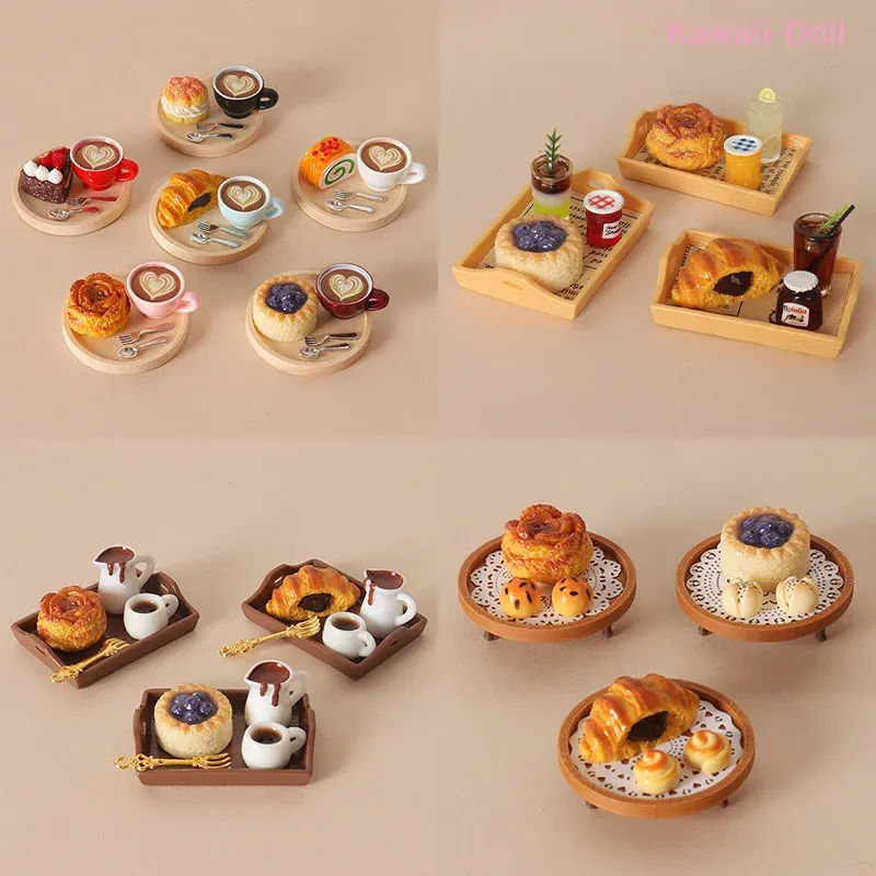 Mini set café et pâtisserie résine pour maison poupée