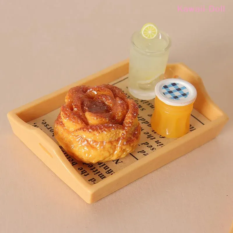 Mini set café et pâtisserie résine pour maison poupée