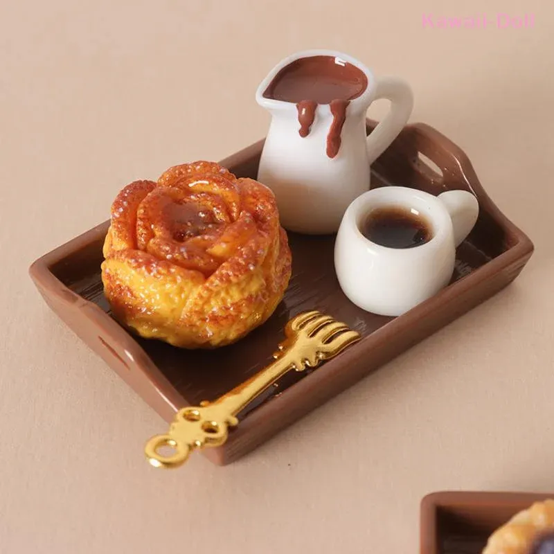 Mini set café et pâtisserie résine pour maison poupée