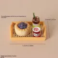 Mini set café et pâtisserie résine pour maison poupée – Couleur Jaune (A8)