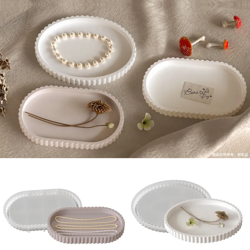 Moule plateau bijou dentelle pour résine et béton