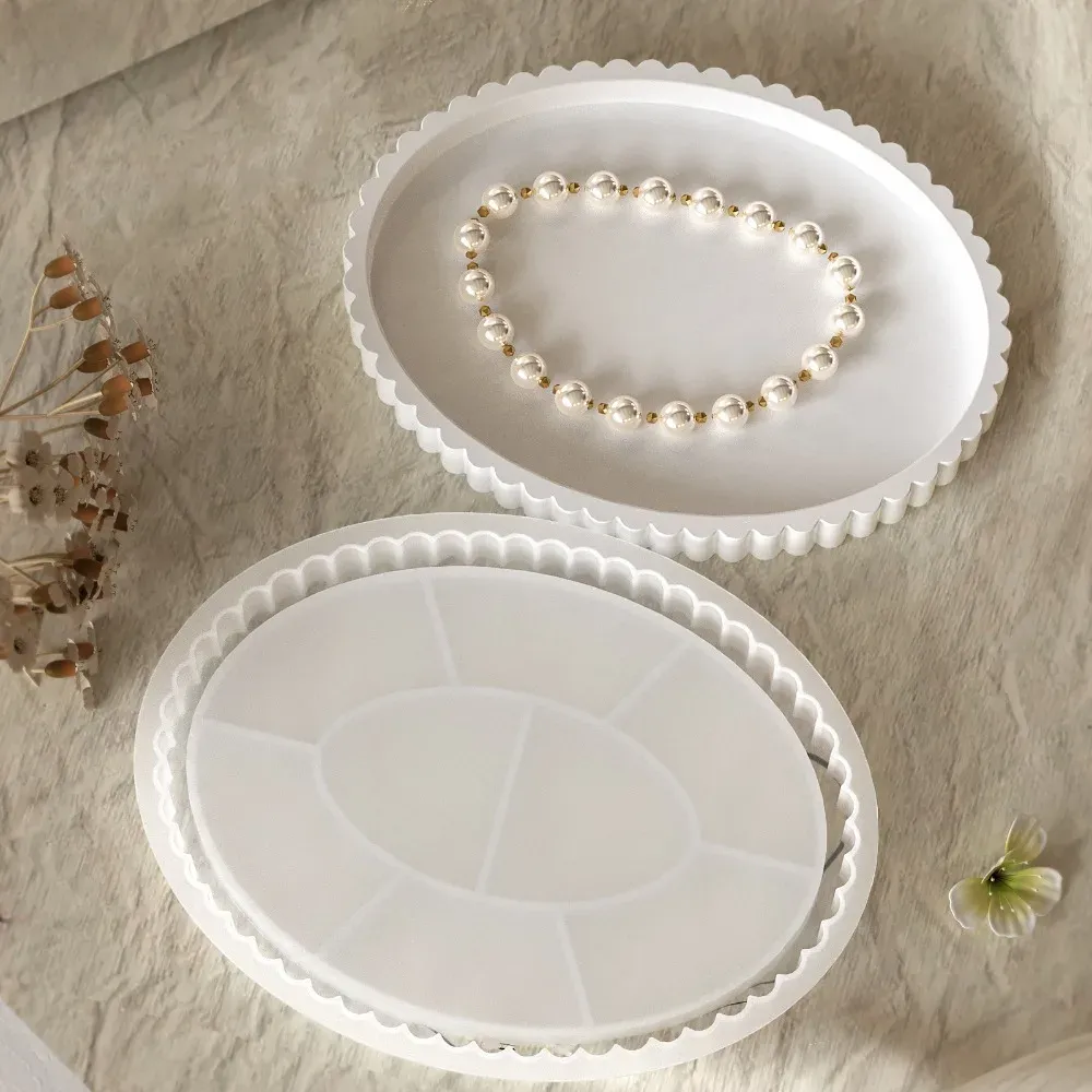 Moule plateau bijou dentelle pour résine et béton