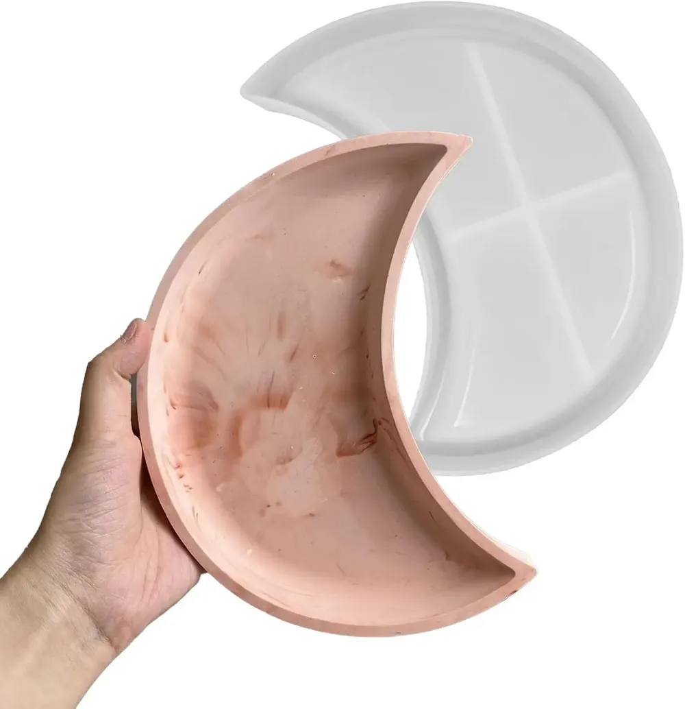 Moule plateau bijou lune pour résine et ciment