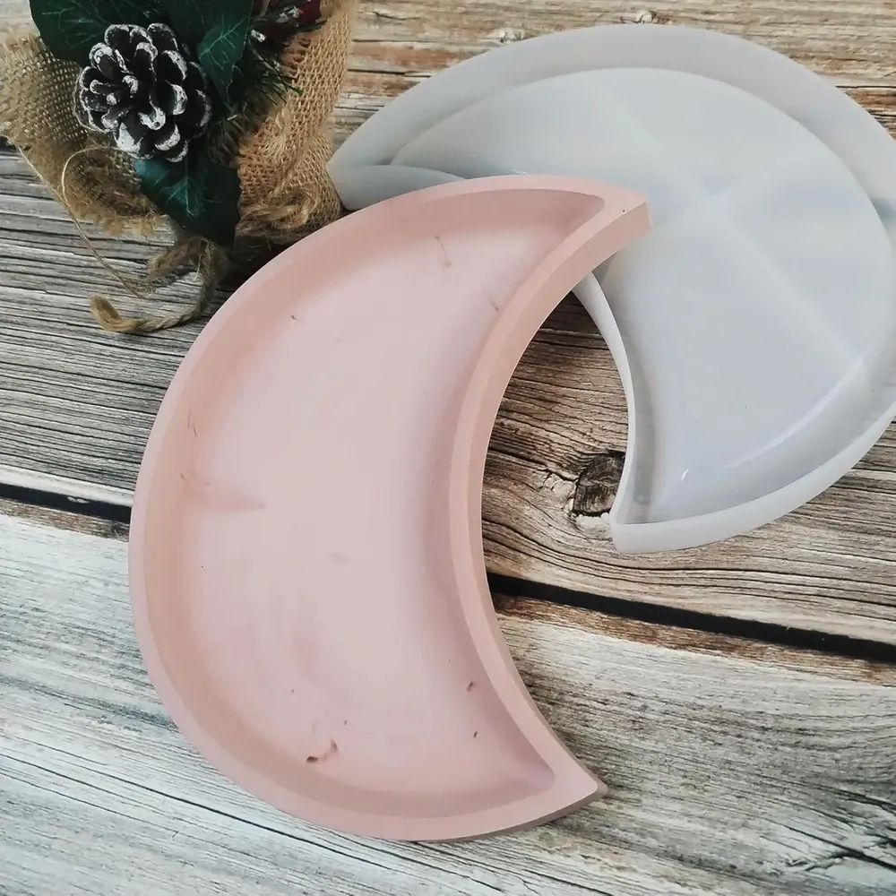 Moule plateau bijou lune pour résine et ciment