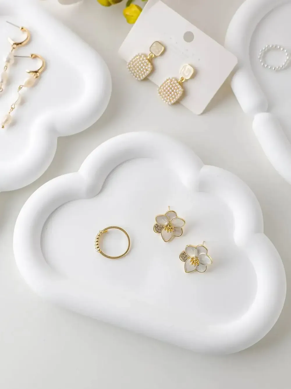 Moule plateau bijou rond cœur nuage pour résine