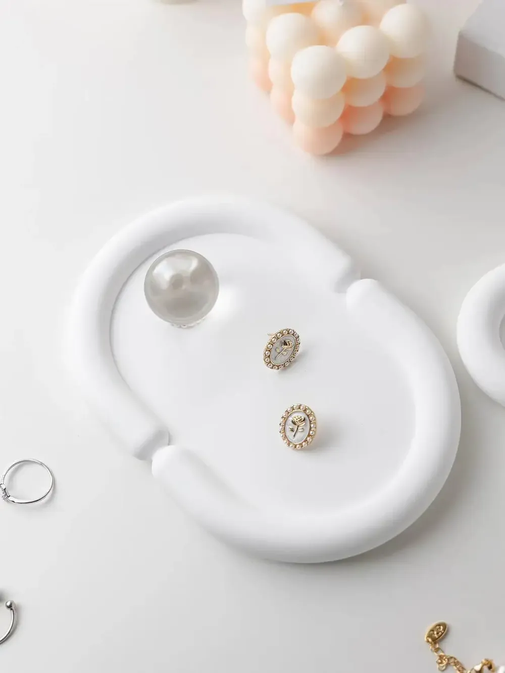 Moule plateau bijou rond cœur nuage pour résine