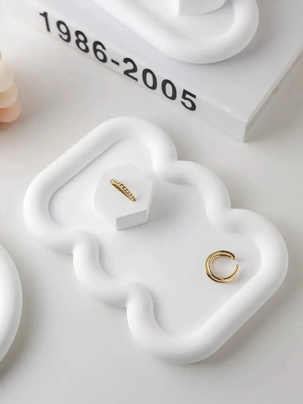 Moule plateau bijou rond cœur nuage pour résine