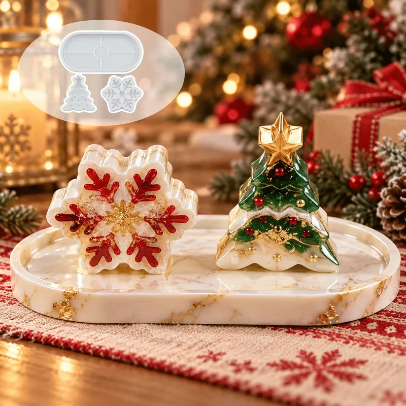 Moule plateau Noël sapin flocon pour plâtre