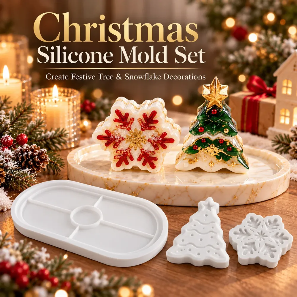 Moule plateau Noël sapin flocon pour plâtre