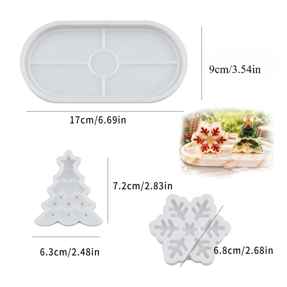 Moule plateau Noël sapin flocon pour plâtre