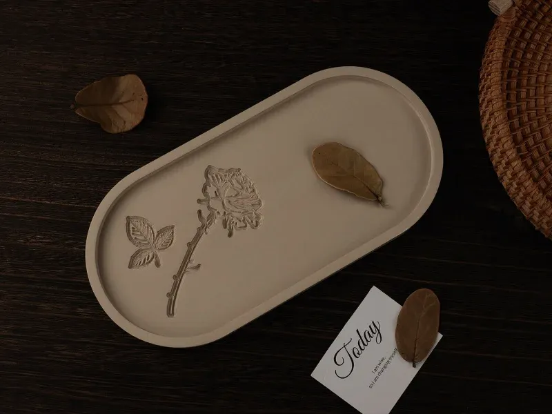 Moule plateau ovale rose papillon pour résine