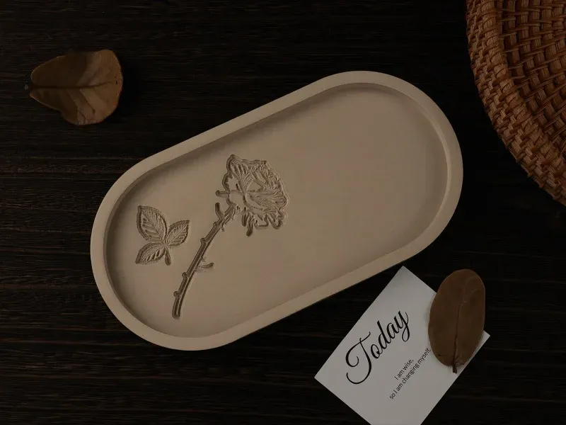 Moule plateau ovale rose papillon pour résine