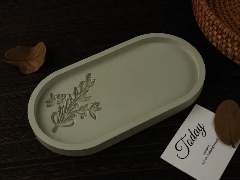 Moule plateau ovale rose papillon pour résine