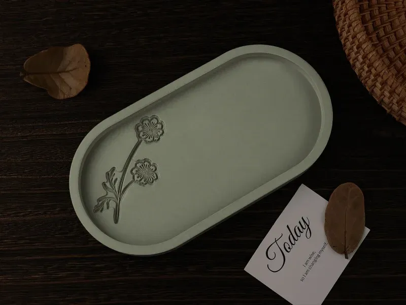 Moule plateau ovale rose papillon pour résine