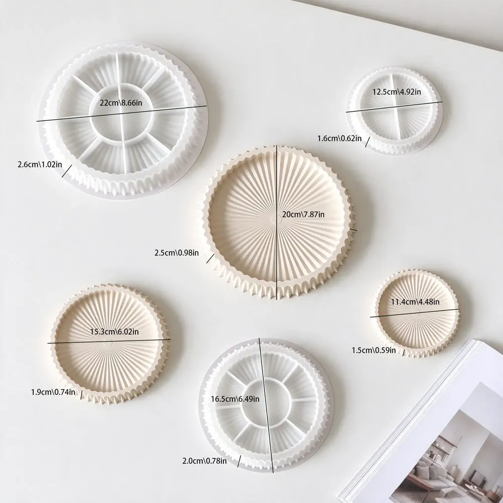 Moule plateau rond plissé pour plâtre et résine