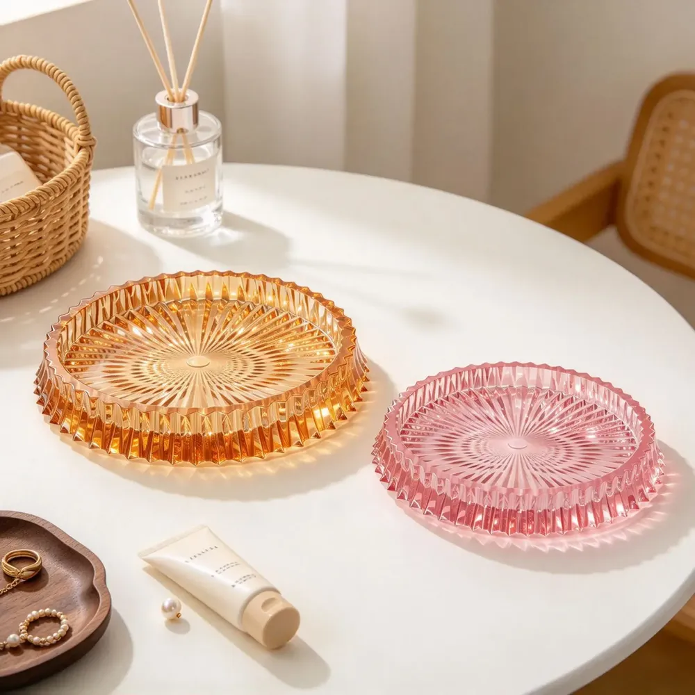 Moule plateau rond plissé pour plâtre et résine