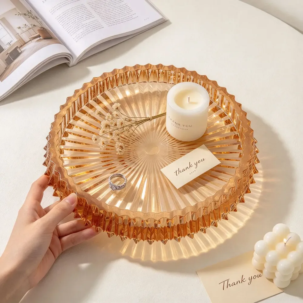 Moule plateau rond plissé pour plâtre et résine
