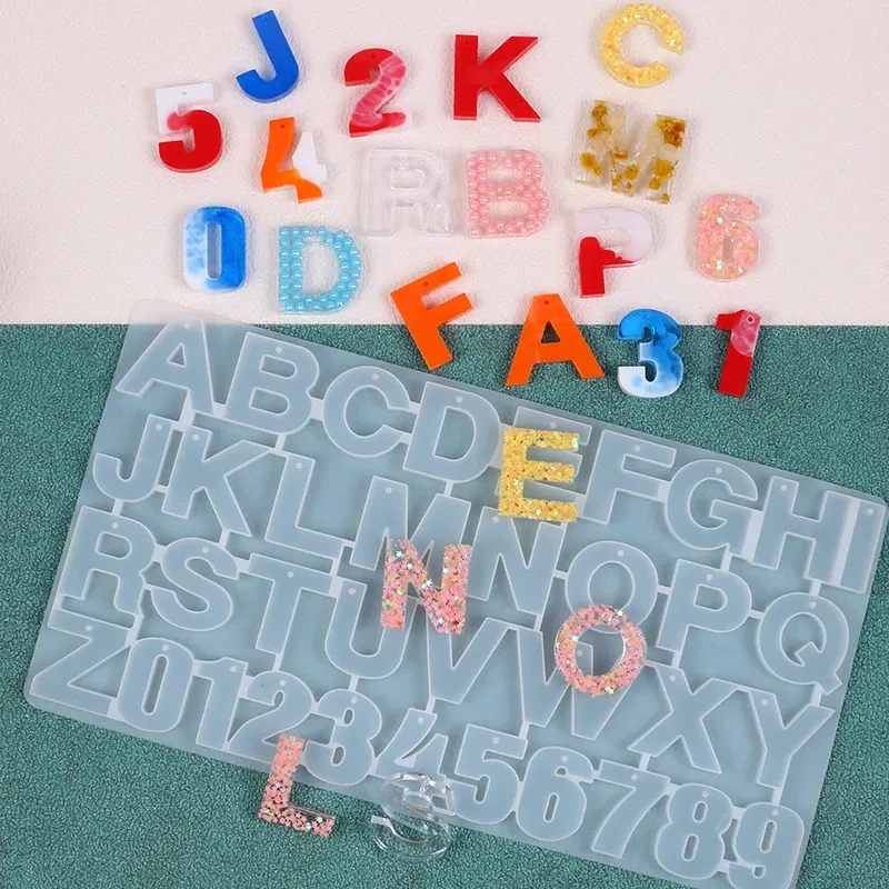 Moule porte-clés lettres chiffres pour résine époxy