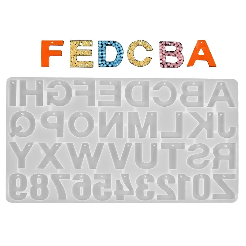 Moule porte-clés lettres chiffres pour résine époxy