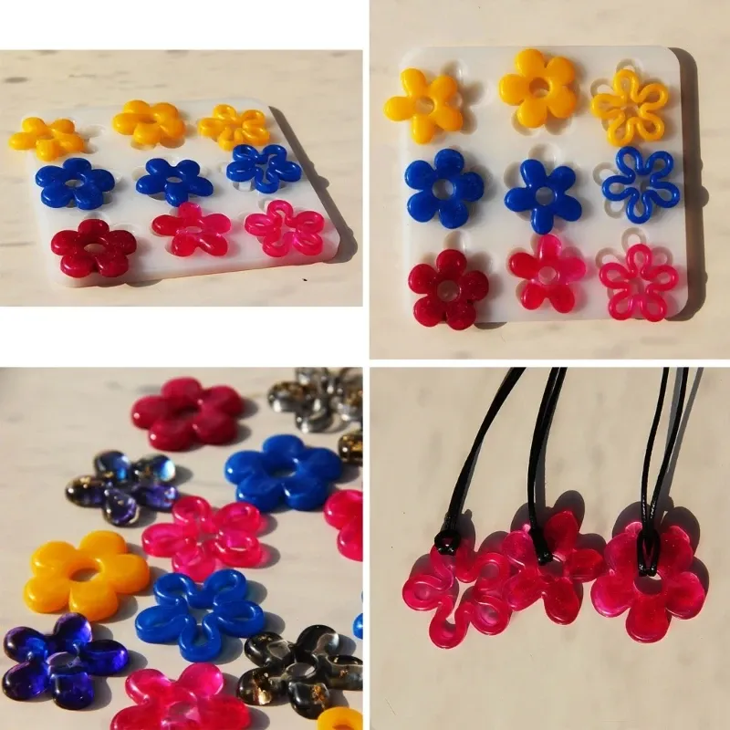 Moule résine époxy bijoux fleurs gouttes d'oreilles