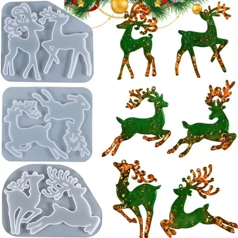 Moule résine époxy élan Noël porte-clés pendentif