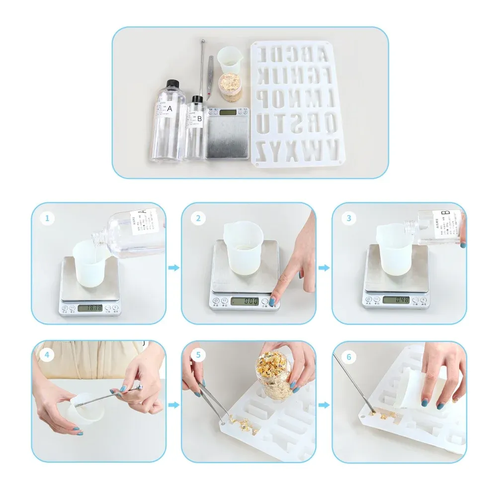 Moule silicone 26 lettres 3D pour bougie et bijoux DIY