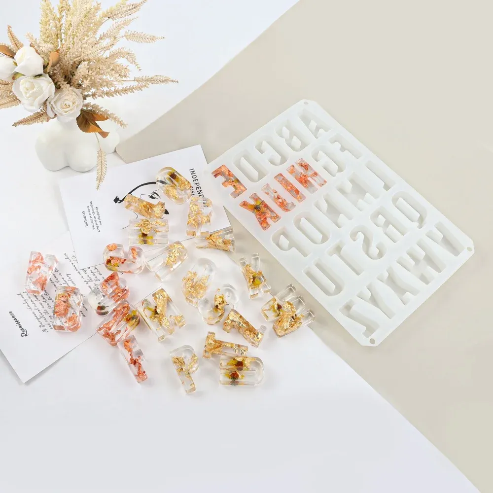 Moule silicone 26 lettres 3D pour bougie et bijoux DIY