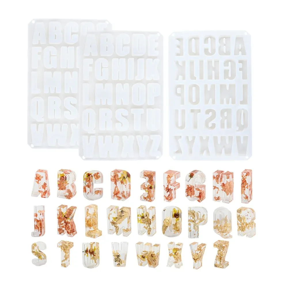 Moule silicone 26 lettres 3D pour bougie et bijoux DIY
