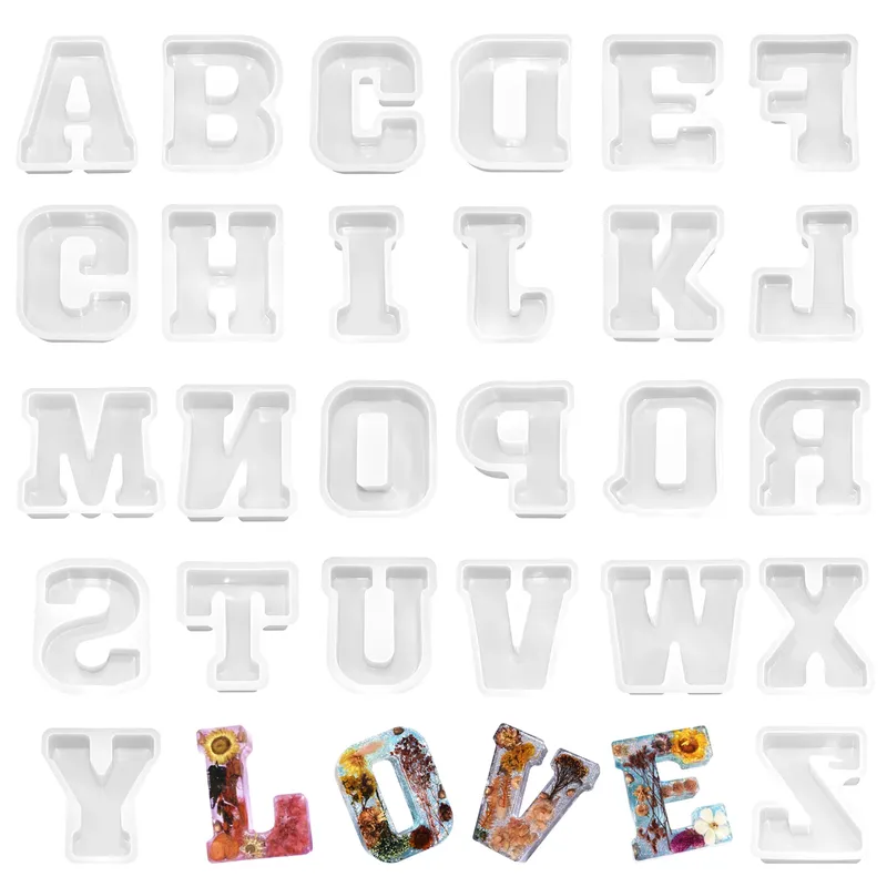 Moule silicone 26 lettres alphabet pour créations artisanales