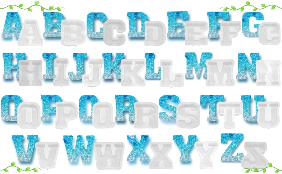 Moule silicone 26 lettres alphabet pour créations artisanales