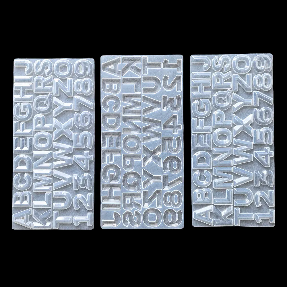 Moule silicone 26 lettres chiffres pour porte-clés bijoux