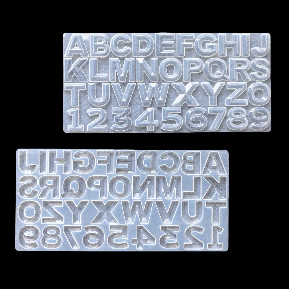 Moule silicone 26 lettres chiffres pour porte-clés bijoux