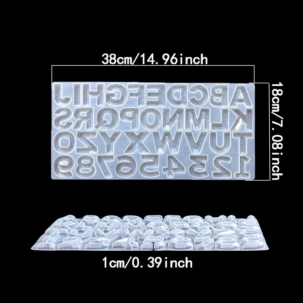 Moule silicone 26 lettres chiffres pour porte-clés bijoux