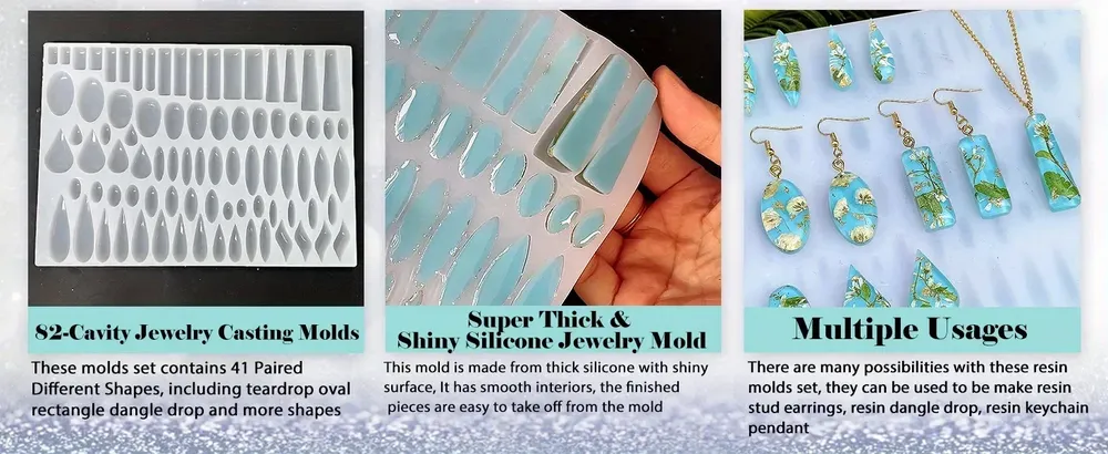 Moule silicone 41 formes larme pour bijoux
