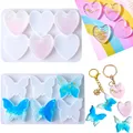 Moule silicone 6 cavités boucles d'oreilles cœur papillon – 2