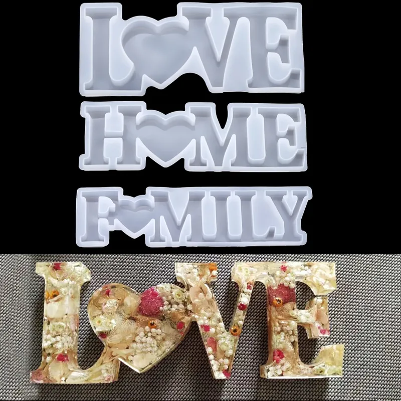 Moule silicone 6 styles lettres pour bijoux et décoration DIY