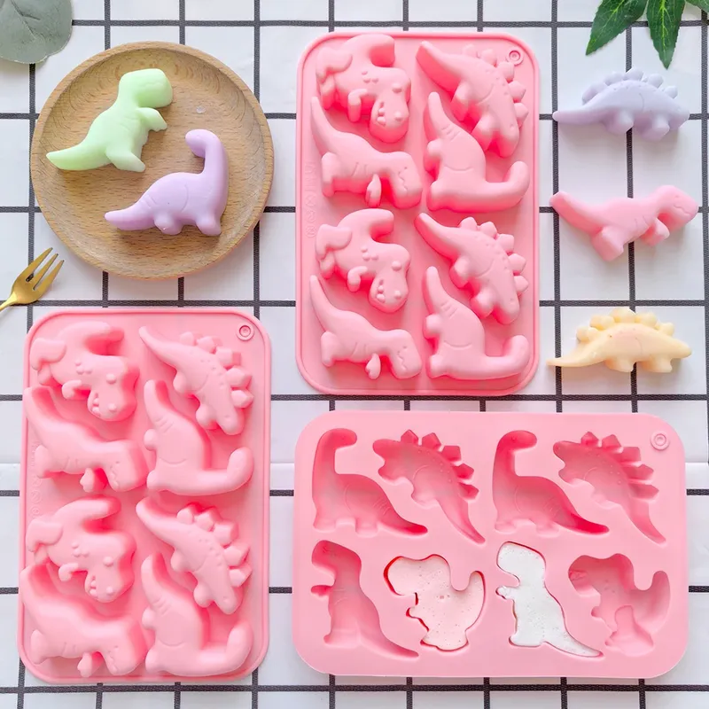 Moule silicone 8 dinosaures pour chocolats et gâteaux