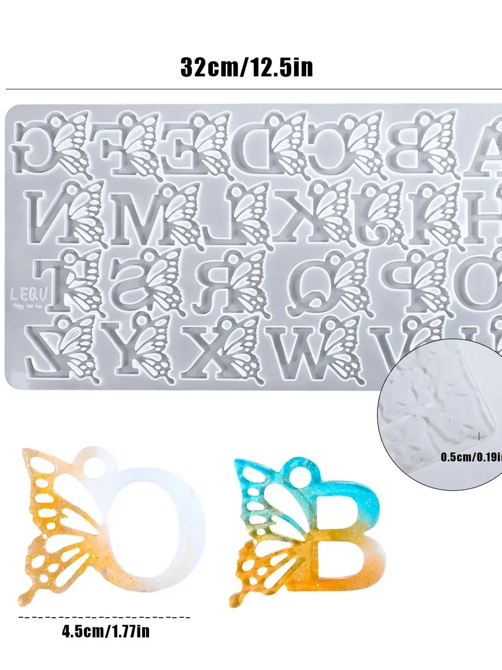 Moule silicone alphabet papillon pour bijoux
