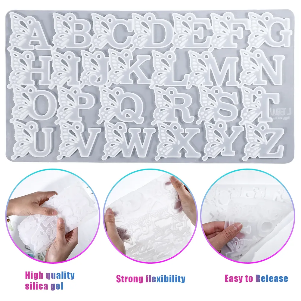 Moule silicone alphabet papillon pour bijoux
