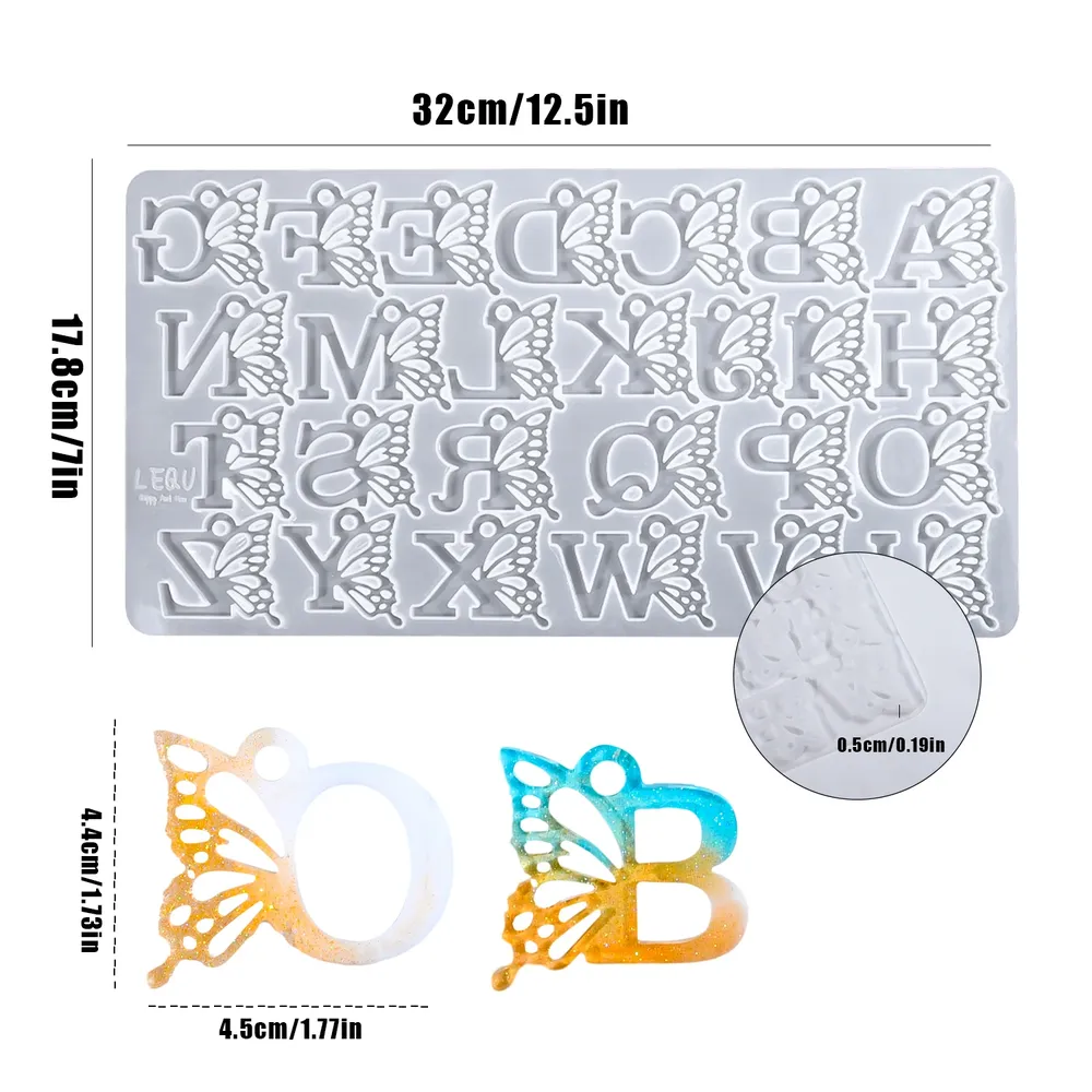 Moule silicone alphabet papillon pour bijoux