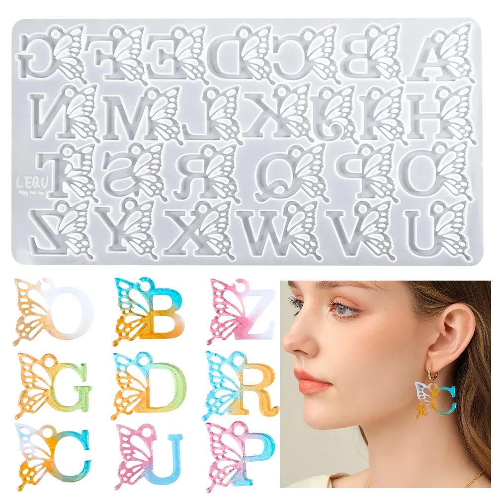 Moule silicone alphabet papillon pour bijoux